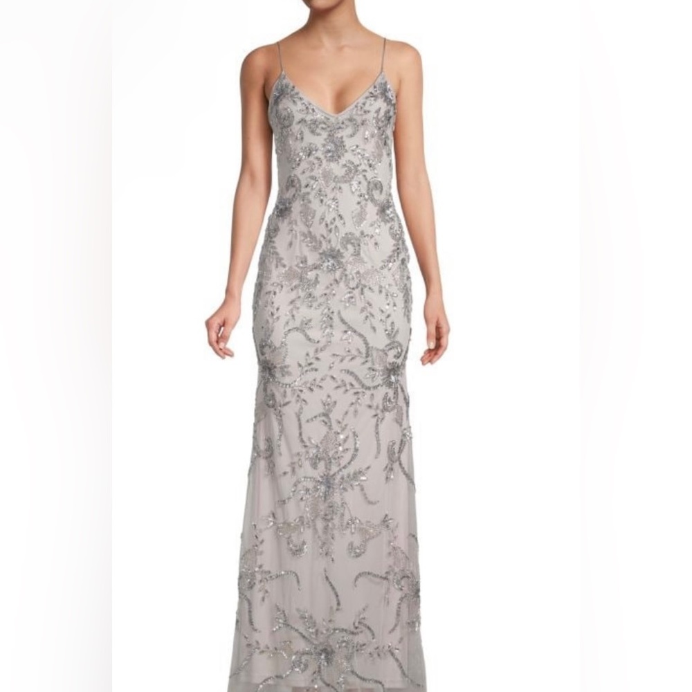 SILVER EVENING GOWN (NEW WITH TAGS)